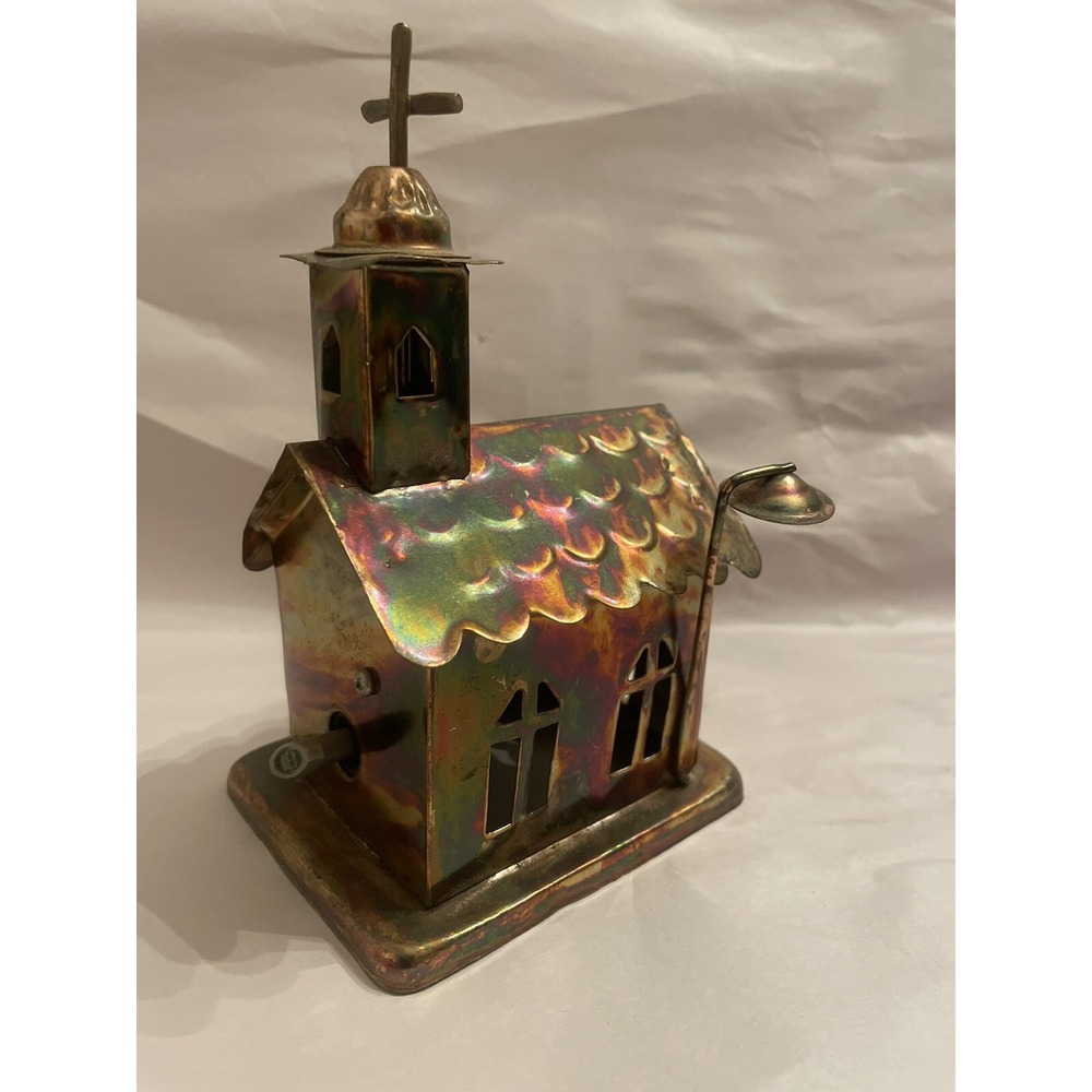PREOWNED BRONZE/BRASS CHURCH MUSIC BOX(AMAZING GRACE_ (102019)1
